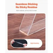 VEVOR Double Sided Tape Heavy Duty, 16 ft Nano Mounting Tape(3 Pack), Strong Adhesive & Reusable, Clear Two Sided Wall Tape, Removable Poster Picture Hanging Strips for Home Office Car Outdoor Use