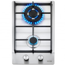 VEVOR Gas Cooktop 12 inch, Max 12250BTU 2 Burners Built-in Stainless Steel Gas Stove Top, LPG/NG Convertible Dual Fuel Natural Gas Hob with Thermocouple Protection