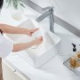 VEVOR Rectangle Vessel Sink, 16" x 12" Bathroom Vessel Sink Countertop, White Ceramic Bathroom Sinks Above Counter, Modern Style, Bright and Elegant, Well-Packaged for Bathroom, Hotel, Toilet, RV