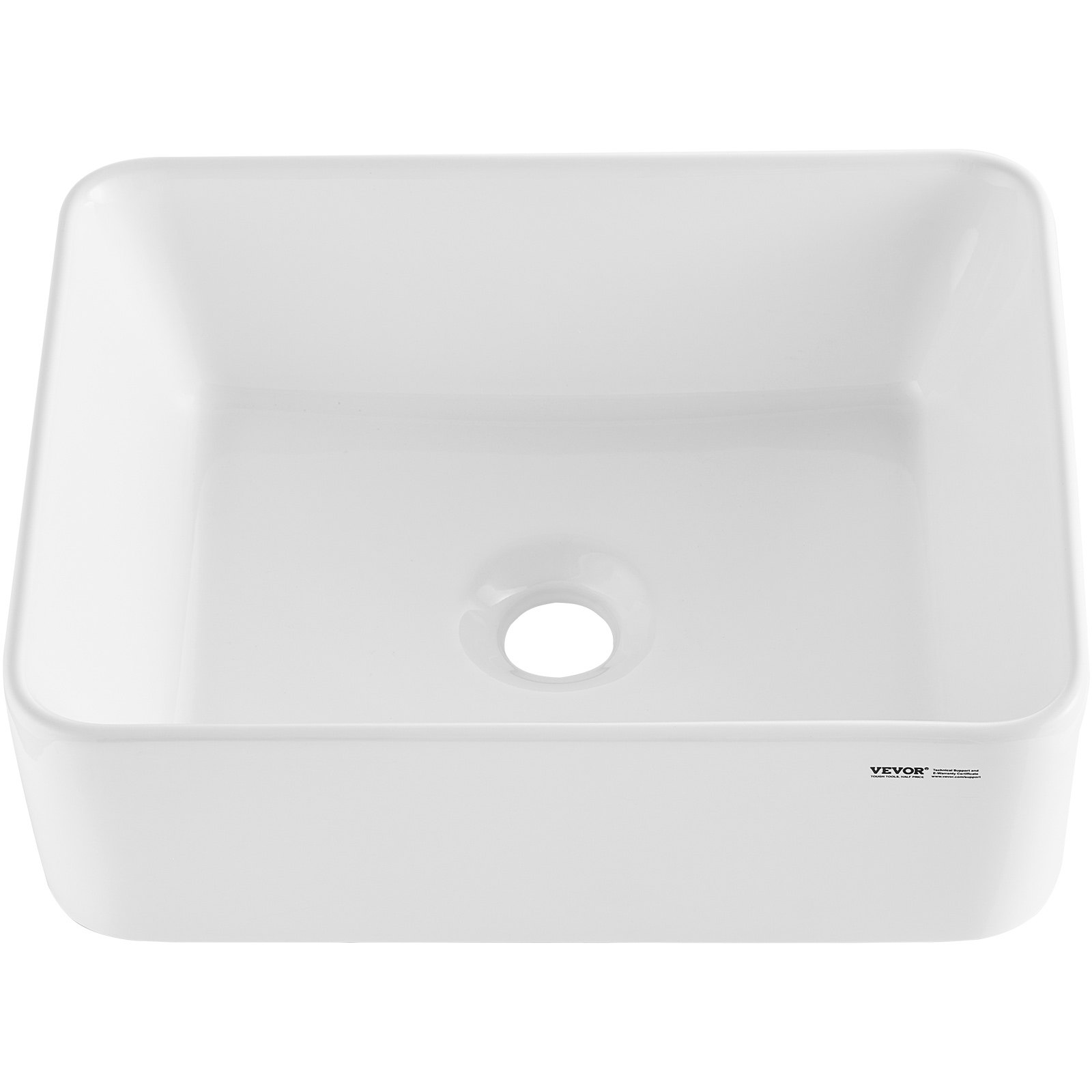 VEVOR Rectangle Vessel Sink, 16" x 12" Bathroom Vessel Sink Countertop, White Ceramic Bathroom Sinks Above Counter, Modern Style, Bright and Elegant, Well-Packaged for Bathroom, Hotel, Toilet, RV