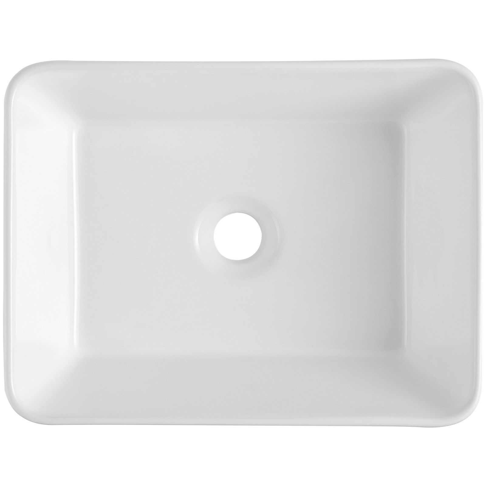 VEVOR Rectangle Vessel Sink, 16" x 12" Bathroom Vessel Sink Countertop, White Ceramic Bathroom Sinks Above Counter, Modern Style, Bright and Elegant, Well-Packaged for Bathroom, Hotel, Toilet, RV
