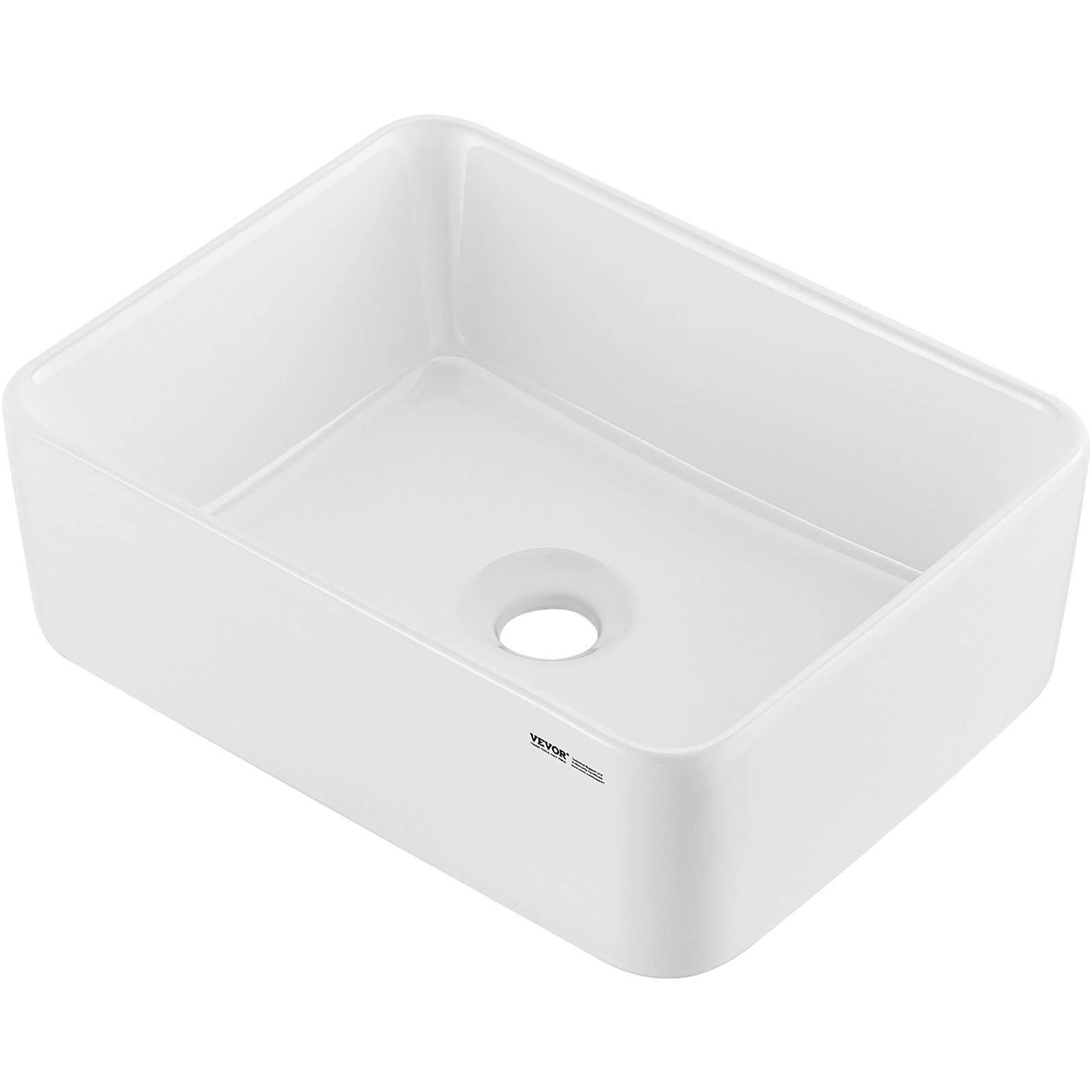 VEVOR Rectangle Vessel Sink, 16" x 12" Bathroom Vessel Sink Countertop, White Ceramic Bathroom Sinks Above Counter, Modern Style, Bright and Elegant, Well-Packaged for Bathroom, Hotel, Toilet, RV