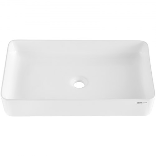 VEVOR Lavabo Rectangulaire, 609 X 351 Mm, Vasque A Poser En Ceramique Blanche Au-dessus Du