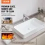 VEVOR Modern Ceramic Vessel Sink 24"x13.8" Bathroom Vanity Bowl Countertop White