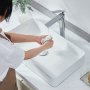 VEVOR Rectangle Vessel Sink, 24" x 13.8" Bathroom Vessel Sink Countertop, White Ceramic Bathroom Sinks Above Counter, Modern Style, Bright and Elegant, Well-Packaged for Bathroom, Hotel, Toilet, RV