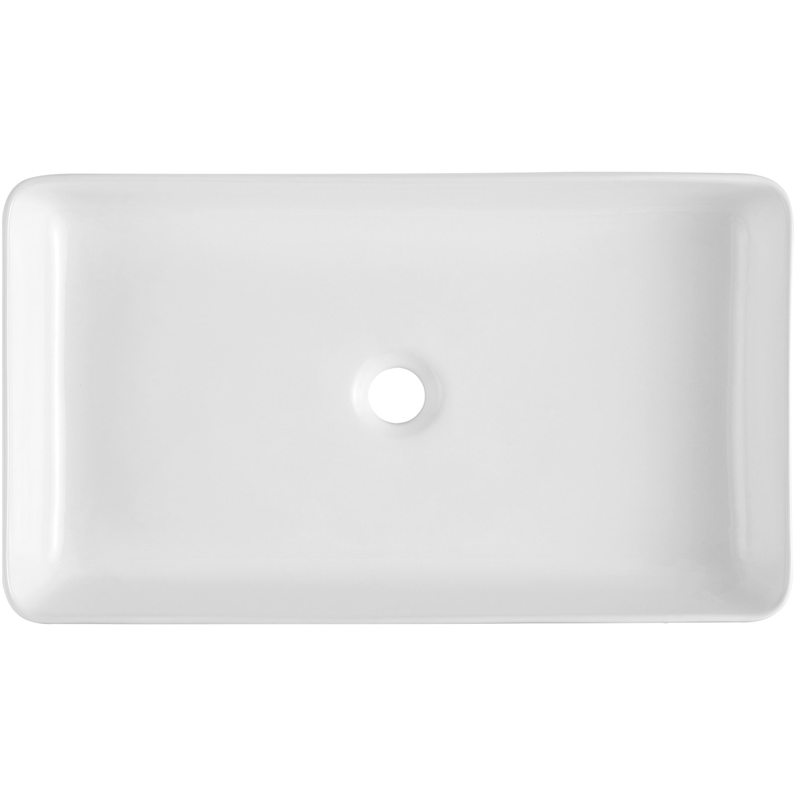 VEVOR Rectangle Vessel Sink, 24" x 13.8" Bathroom Vessel Sink Countertop, White Ceramic Bathroom Sinks Above Counter, Modern Style, Bright and Elegant, Well-Packaged for Bathroom, Hotel, Toilet, RV