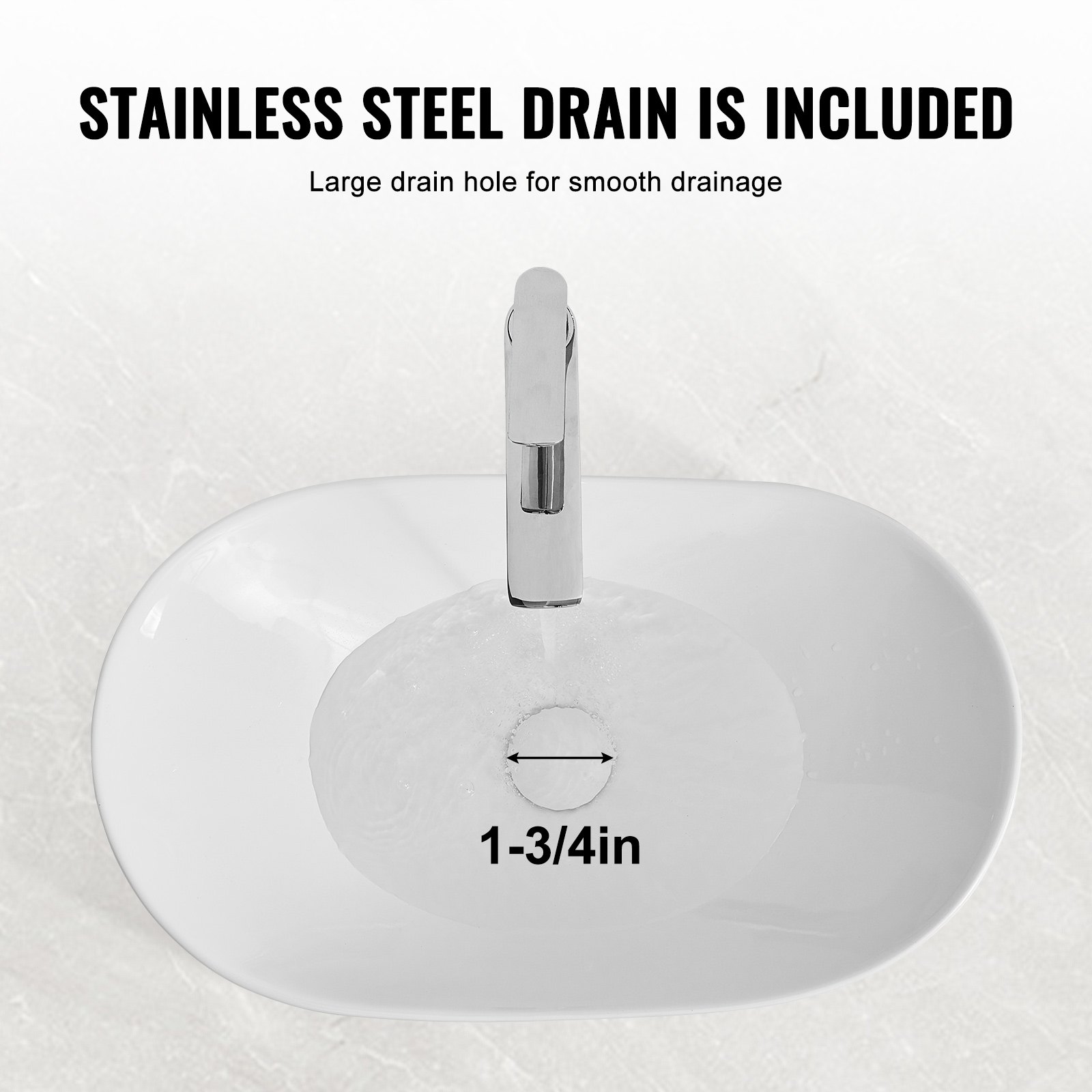 VEVOR Oval Vessel Sink, 60x36cm Bathroom Vessel Sink Bowl Countertop, White Ceramic Bathroom Sinks Above Counter, Bowl Sink with Modern Style, Well-Packaged for Bathroom, Hotel, Toilet, RV