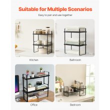 2 Tier Cabinet Organizer Shelf Counter Shelves Steel Kitchen Storage Spice Rack