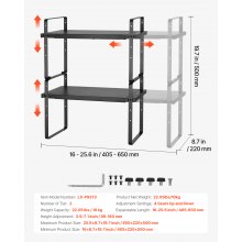 2 Tier Cabinet Organizer Shelf Counter Shelves Steel Kitchen Storage Spice Rack