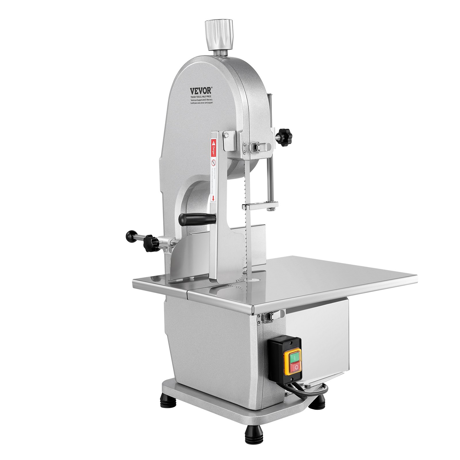 VEVOR Commercial Electric Meat Bandsaw, 1800W Stainless Steel Countertop Bone Sawing Machine, Workbeach 15" x 19.1", 7.09 Inch Max Cutting Thickness, Frozen Meat Cutter with 5 Blades for Rib Pork Beef