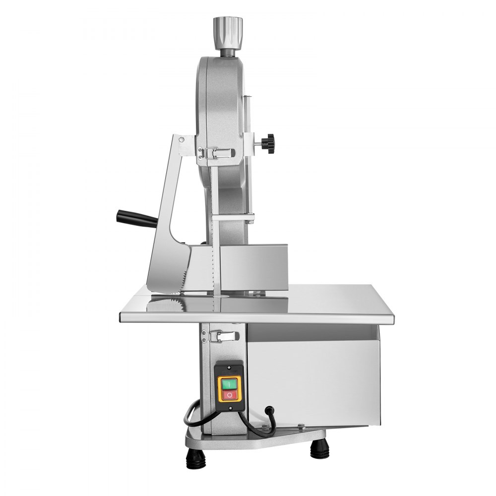VEVOR Commercial Electric Meat Bandsaw, 1800W Stainless Steel Countertop Bone Sawing Machine, 380 x 485 mm Workbench, 180 mm Max Cutting Thickness, Frozen Meat Cutter with 5 Blades for Rib Pork Beef