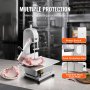 VEVOR Commercial Electric Meat Bandsaw, 1800W Stainless Steel Countertop Bone Sawing Machine, 380 x 485 mm Workbench, 180 mm Max Cutting Thickness, Frozen Meat Cutter with 5 Blades for Rib Pork Beef