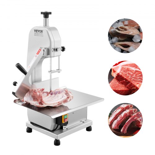 VEVOR 650W Commercial Electric Meat Bandsaw Stainless Steel Bone Sawing Machine