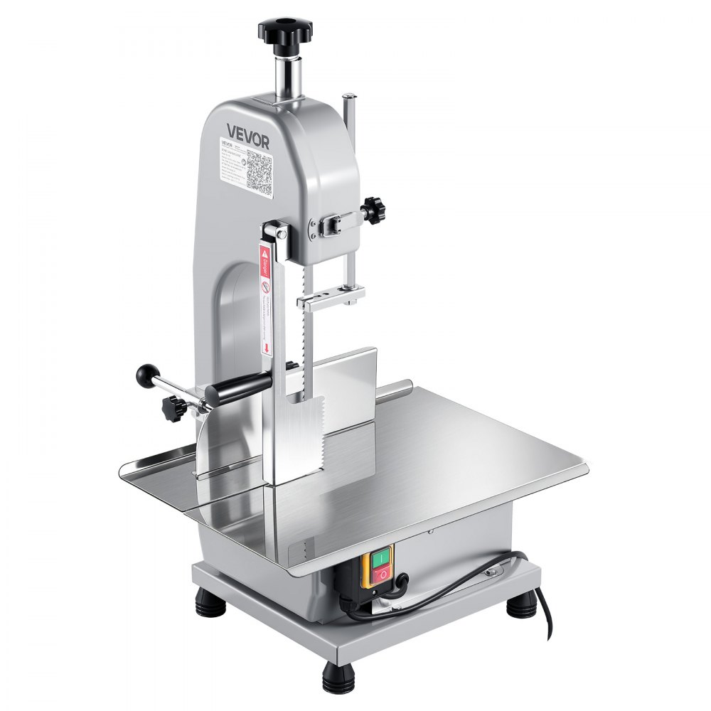 VEVOR Commercial Electric Meat Bandsaw, 650W Stainless Steel Countertop Meat Sawing Machine, Workbench 315 x 460 mm, 110 mm Max Cutting Thickness, Frozen Fish Cutter for Rib Pork Beef