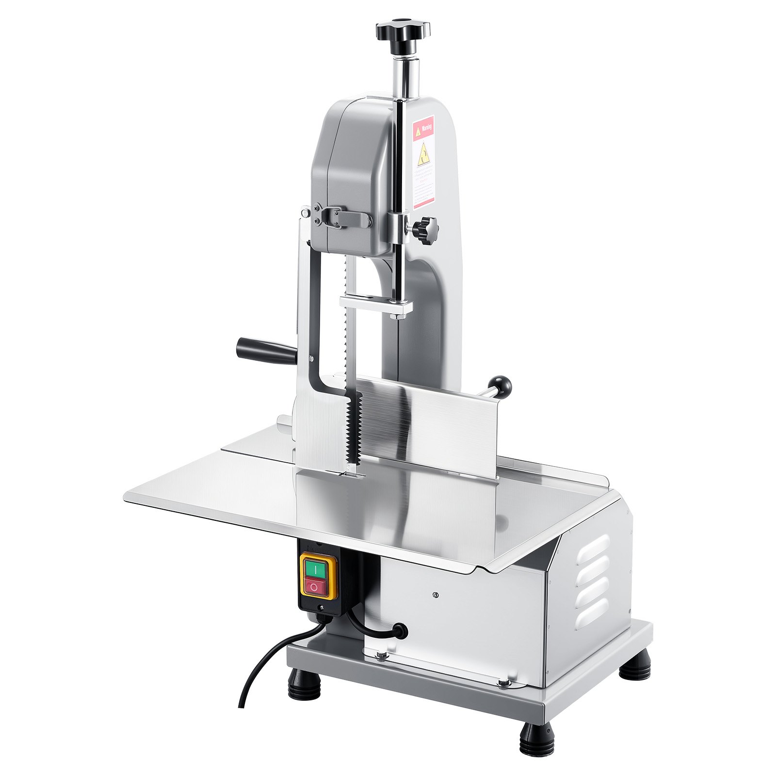 VEVOR Commercial Electric Meat Bandsaw, 650W Stainless Steel Countertop Meat Sawing Machine, Workbench 315 x 460 mm, 110 mm Max Cutting Thickness, Frozen Fish Cutter for Rib Pork Beef