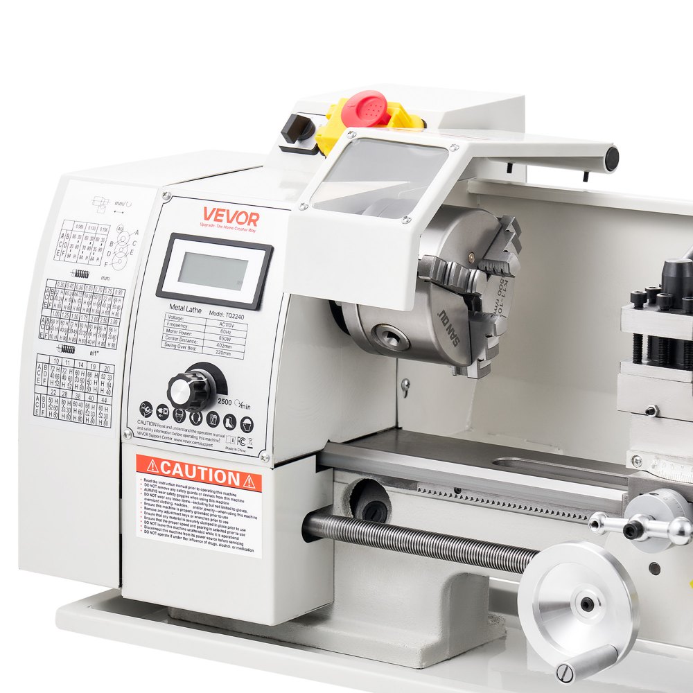 VEVOR Metal Lathe 8 x 16 in 650W Benchtop Lathe Machine Variable Speed, 2500 RPM Max Speed with Metal Gear, Reversible Direction, 14 Metric 10 Imperial Threads, for Precision Metalworking Turning