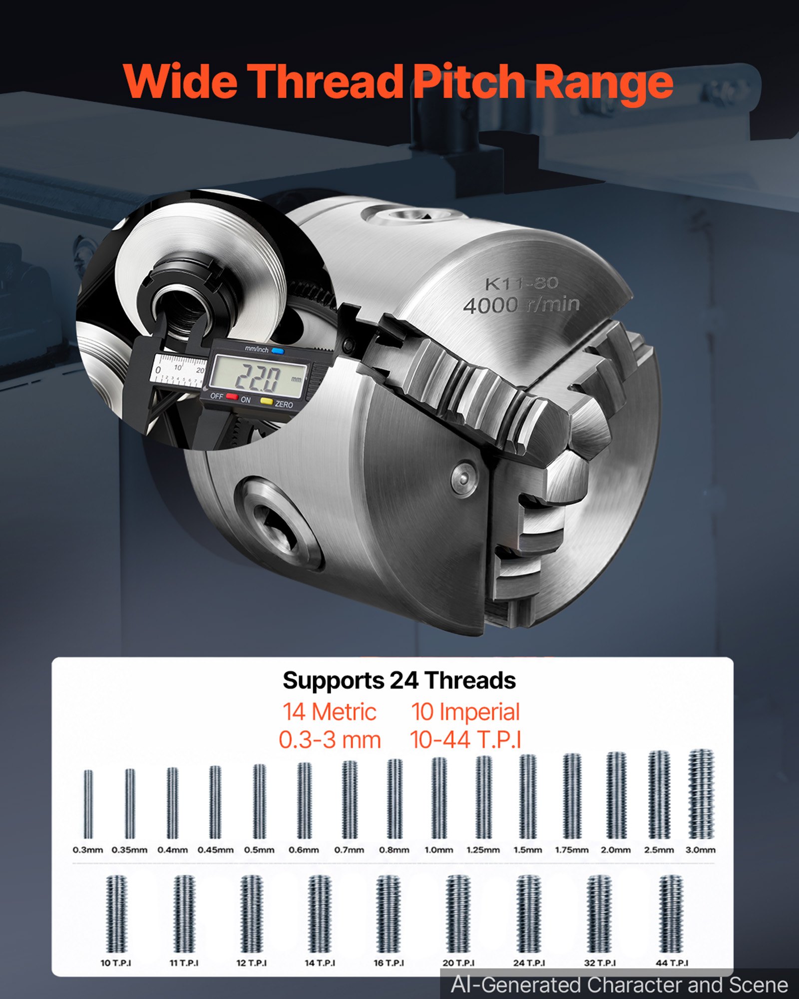 VEVOR Metal Lathe 8 x 16 in 650W Benchtop Lathe Machine Variable Speed, 2500 RPM Max Speed with Metal Gear, Reversible Direction, 14 Metric 10 Imperial Threads, for Precision Metalworking Turning