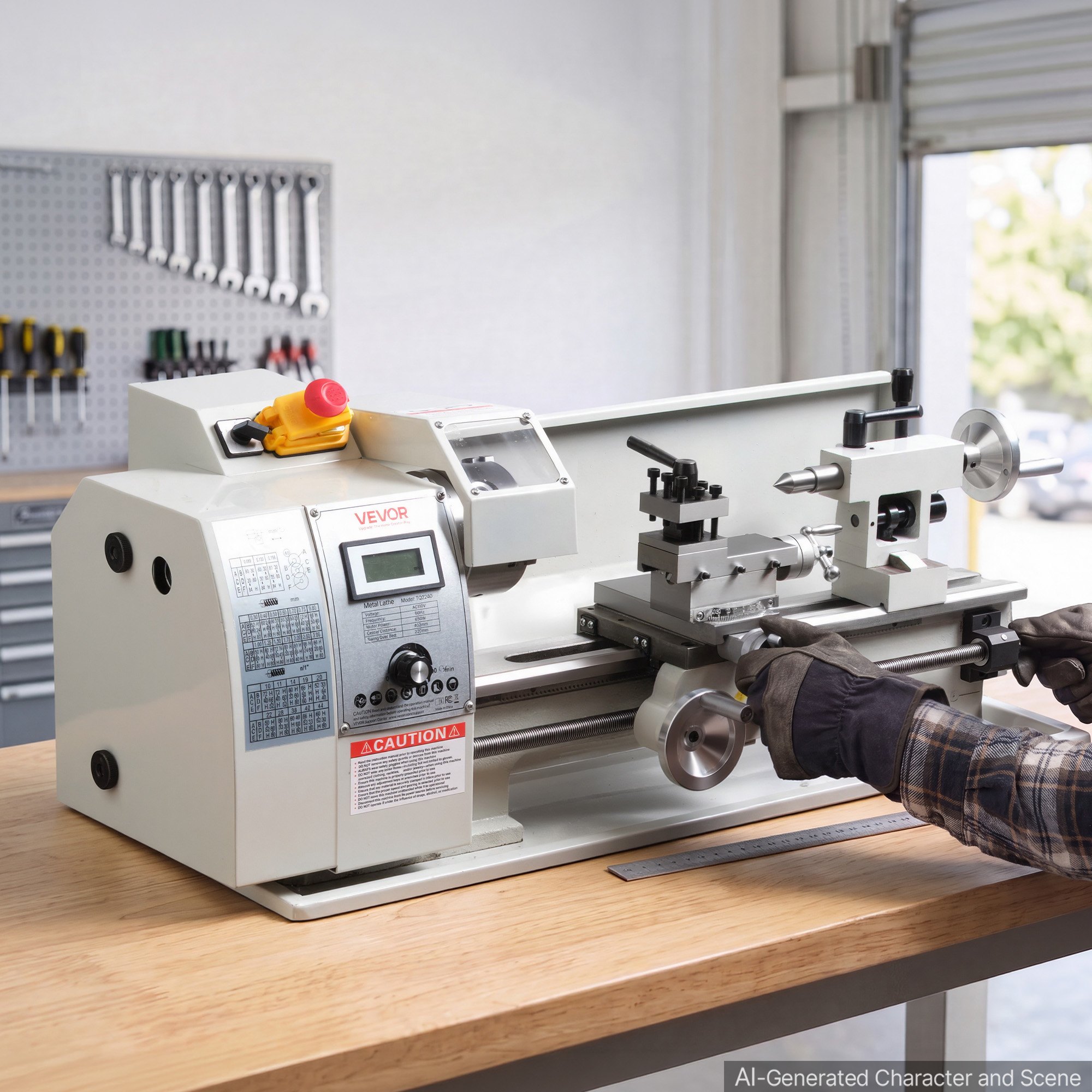 VEVOR Metal Lathe 8 x 16 in 650W Benchtop Lathe Machine Variable Speed, 2500 RPM Max Speed with Metal Gear, Reversible Direction, 14 Metric 10 Imperial Threads, for Precision Metalworking Turning
