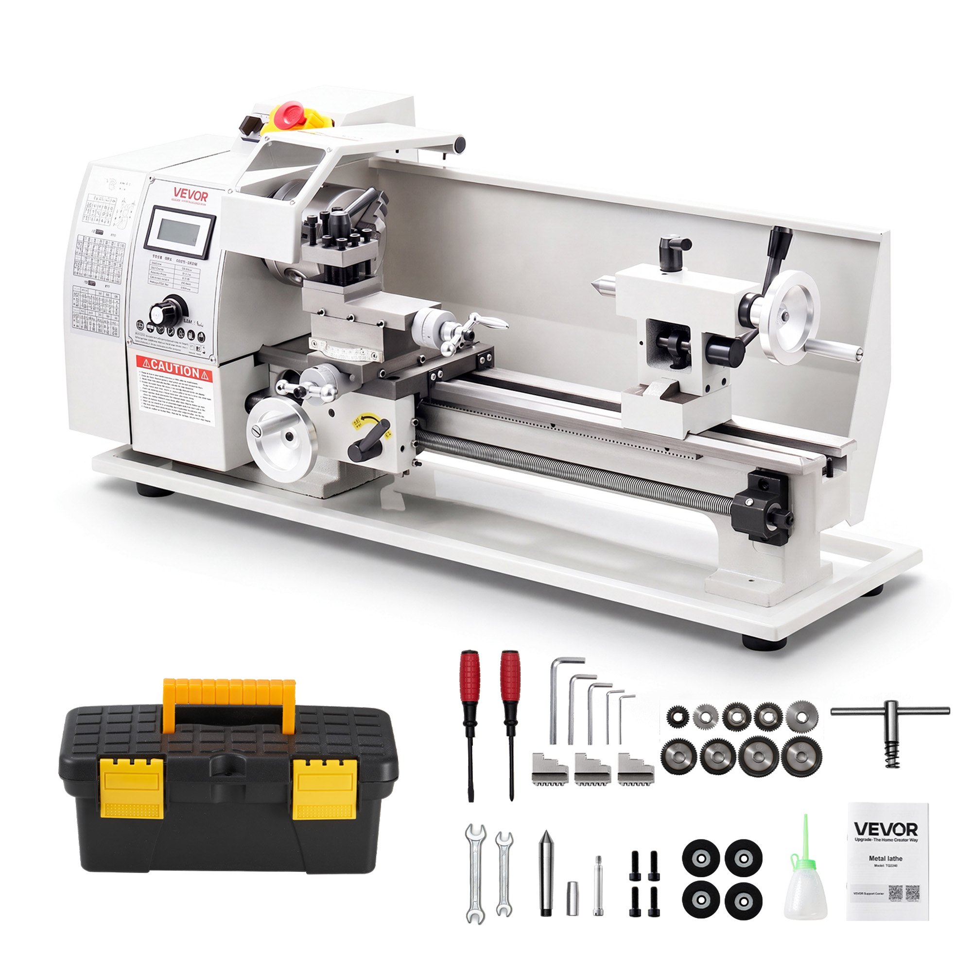 VEVOR Metal Lathe 8 x 16 in 650W Benchtop Lathe Machine Variable Speed, 2500 RPM Max Speed with Metal Gear, Reversible Direction, 14 Metric 10 Imperial Threads, for Precision Metalworking Turning