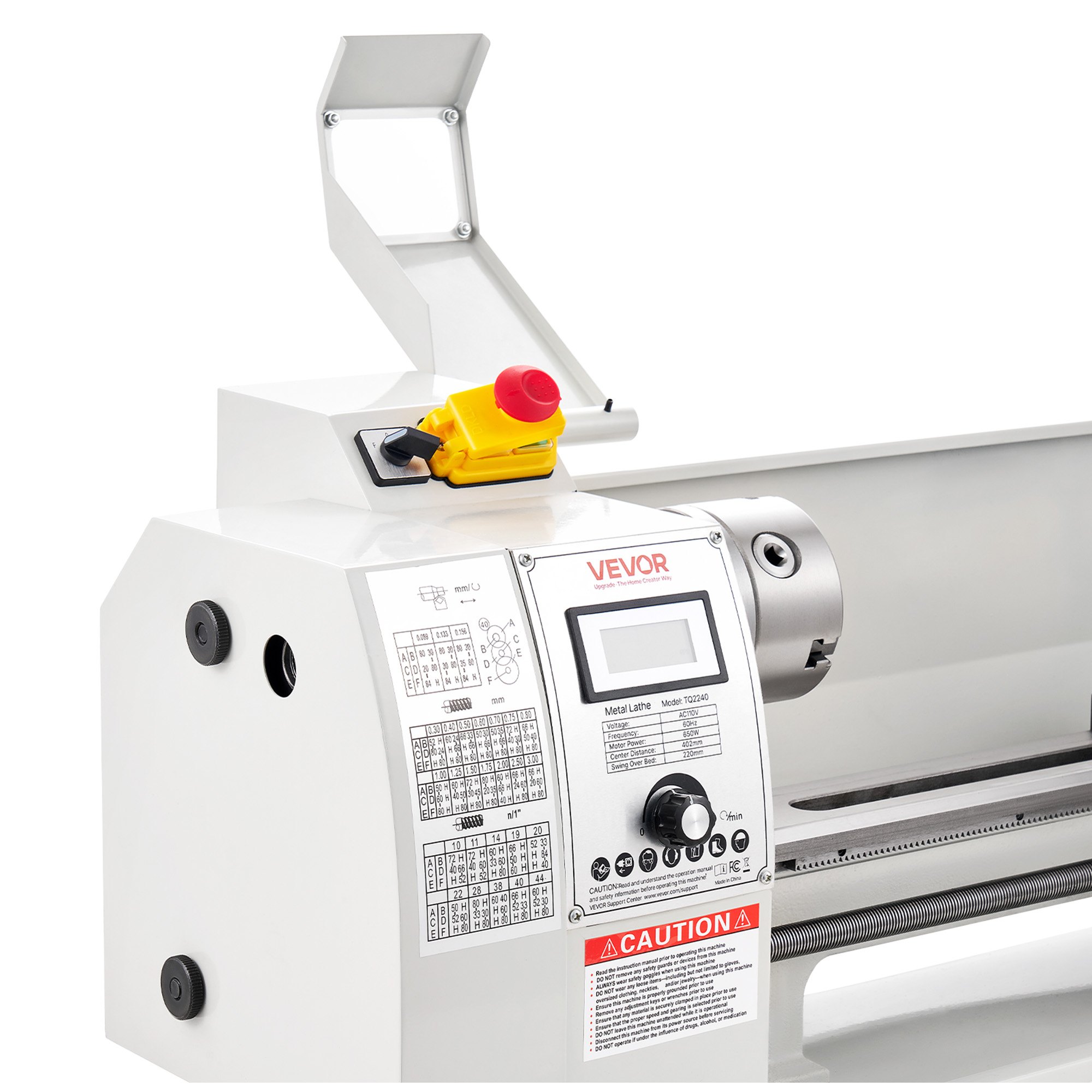 VEVOR Metal Lathe 8 x 16 in 650W Benchtop Lathe Machine Variable Speed, 2500 RPM Max Speed with Metal Gear, Reversible Direction, 14 Metric 10 Imperial Threads, for Precision Metalworking Turning