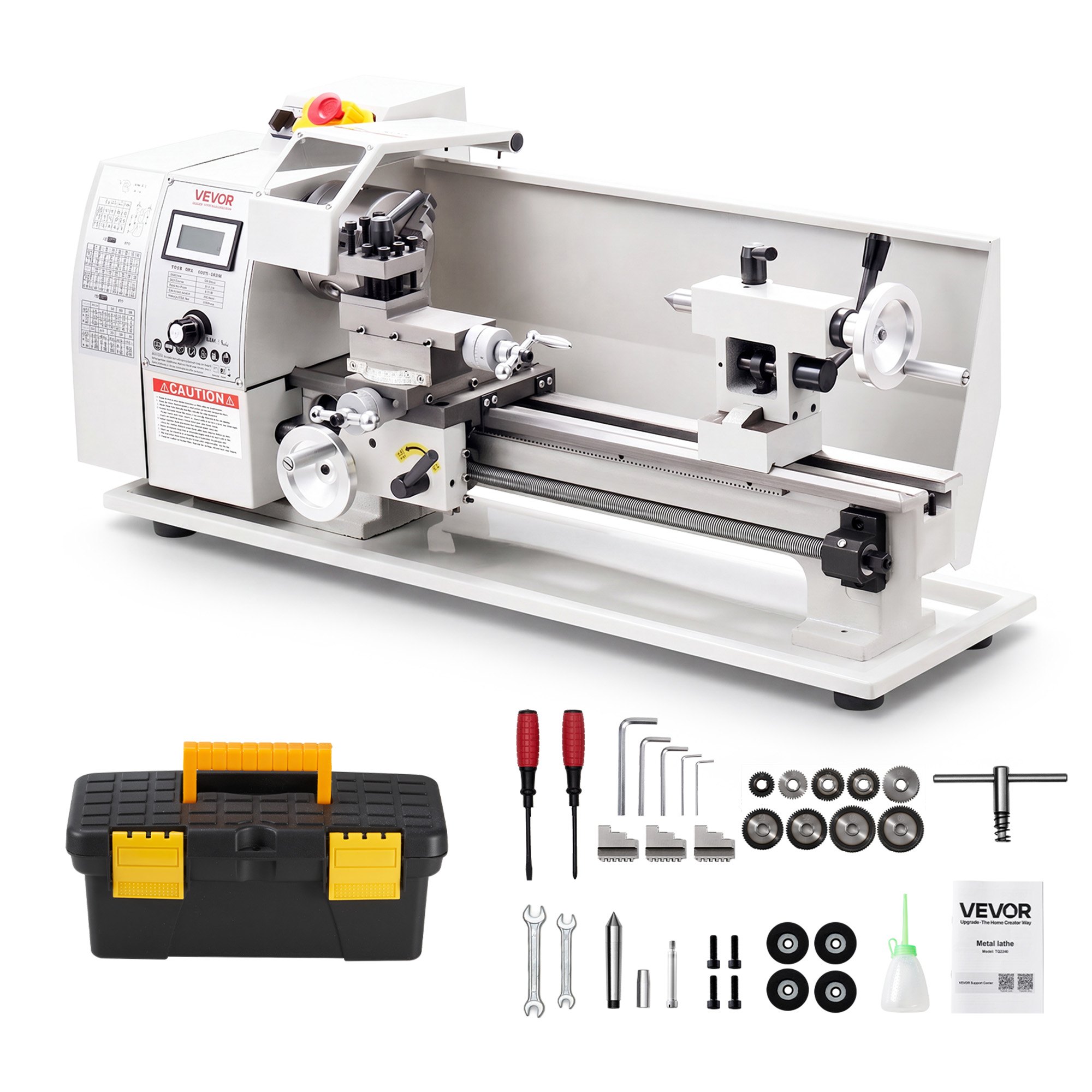 VEVOR Metal Lathe 8 x 16 in 650W Benchtop Lathe Machine Variable Speed, 2500 RPM Max Speed with Metal Gear, Reversible Direction, 14 Metric 10 Imperial Threads, for Precision Metalworking Turning
