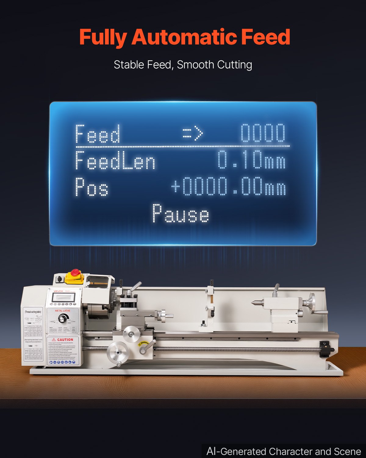 VEVOR Metal Lathe 8.7 x 30 in 1100W Benchtop Lathe Machine Variable Speed, 3000 RPM Max Spindle Speed, with Metal Gear, Brushless Motor, 8 Metric 8 Imperial Threads, for Metalworking Threading Turning
