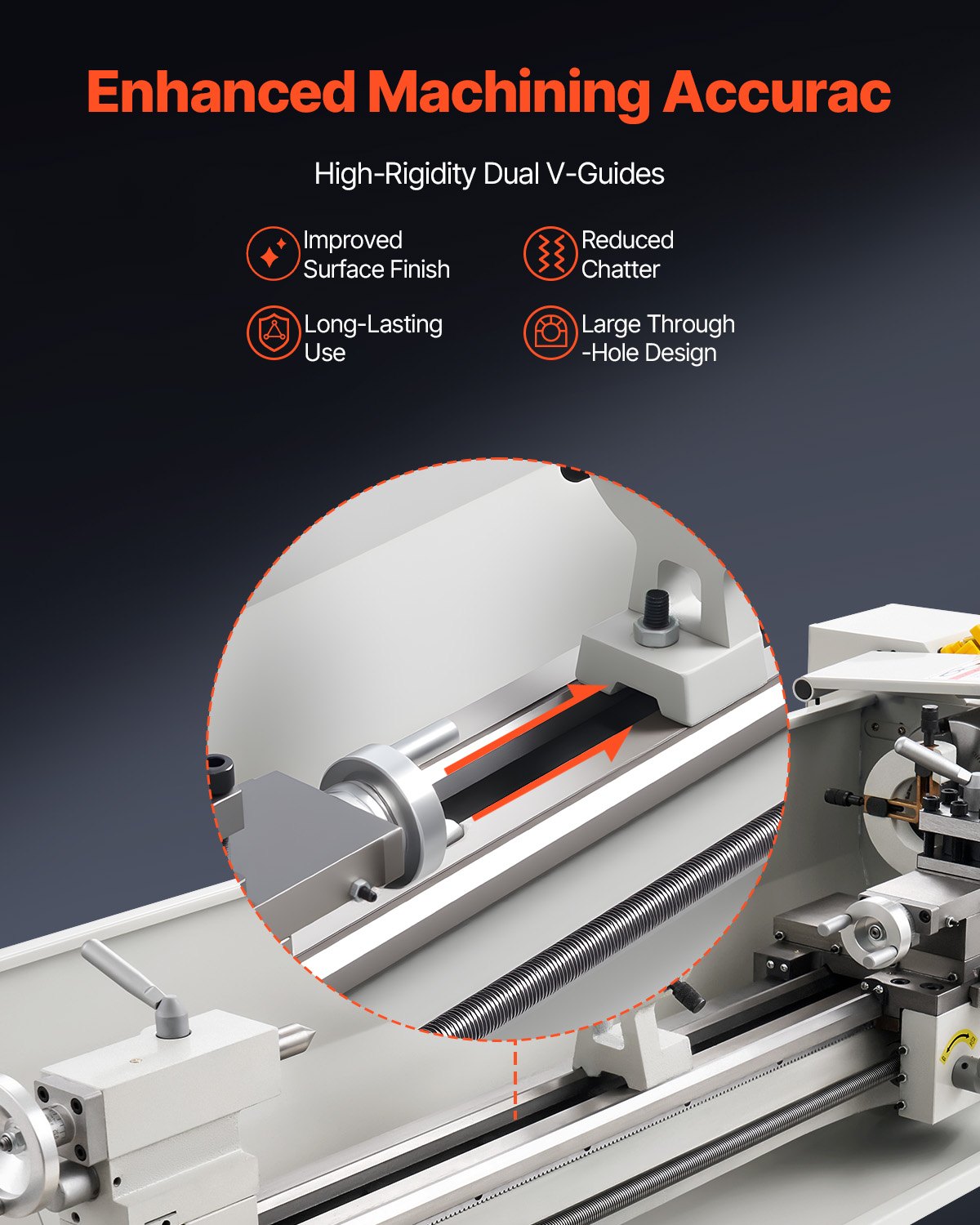 VEVOR Metal Lathe 8.7 x 30 in 1100W Benchtop Lathe Machine Variable Speed, 3000 RPM Max Spindle Speed, with Metal Gear, Brushless Motor, 8 Metric 8 Imperial Threads, for Metalworking Threading Turning