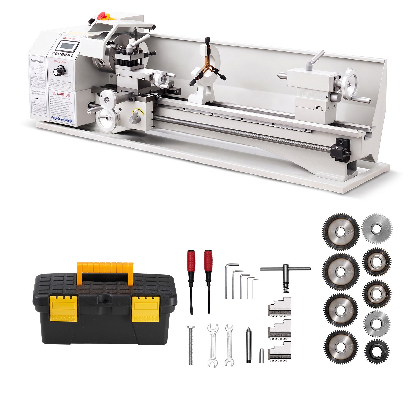 VEVOR Metal Lathe 8.7 x 30 in 1100W Benchtop Lathe Machine Variable Speed, 3000 RPM Max Spindle Speed, with Metal Gear, Brushless Motor, 8 Metric 8 Imperial Threads, for Metalworking Threading Turning