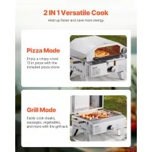 VEVOR Outdoor Pizza Oven, 13 in Gas Fired Pizza-Maker, Portable Outside Gas Oven with Thickened Cordierite Pizza-Stone, and Built-in Thermometer, Pizza or Grill Two Modes, for Camping & Backyard
