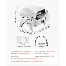 VEVOR Outdoor Pizza Oven, 13 in Gas Fired Pizza-Maker, Portable Outside Gas Oven with Thickened Cordierite Pizza-Stone, and Built-in Thermometer, Pizza or Grill Two Modes, for Camping & Backyard