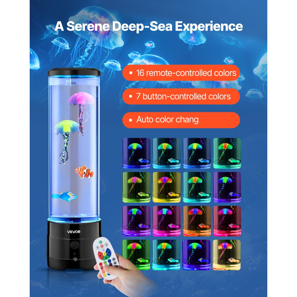 VEVOR Sensory Bubble Tube Lamp 16 Remote-controlled Color Water Fish Lamp 382mm