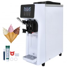 VEVOR Machine à crème glacée commerciale, rendement de 10,6 QT/H, machine à crème glacée molle de comptoir à saveur unique de 1000 W, avec trémie de 4 L, cylindre de 1,6 L, panneau LCD, pré-refroidissement automatique, pour restaurant snack-bar
