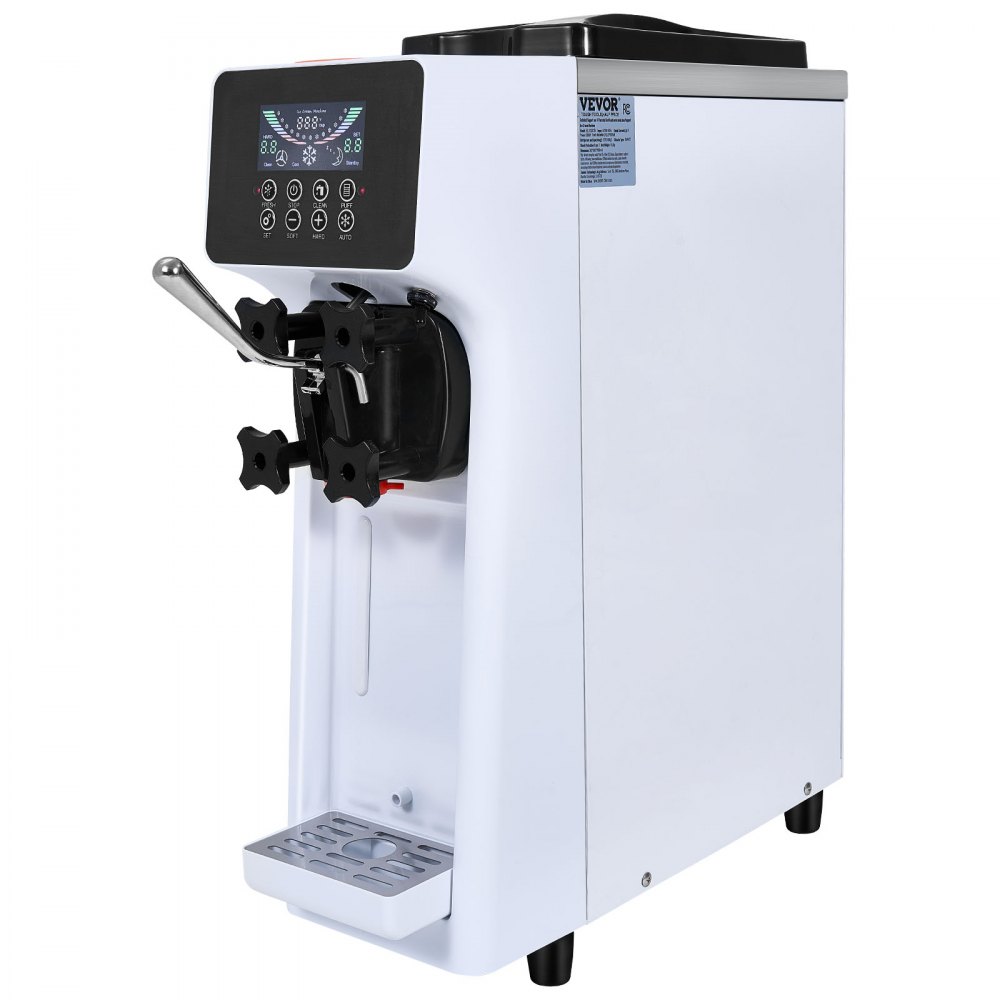VEVOR Commercial Ice Cream Machine, 10L/H Yield, 900W Single Flavor Countertop Soft Serve Ice Cream Maker, with 4L Hopper 1.6L Cylinder, LCD Panel Auto Clean Pre-cooling, for Restaurant Snack Bar