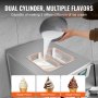 VEVOR Máquina de helado comercial, rendimiento de 21 QT/H, máquina de helado de servicio suave de encimera de 1800 W de 3 sabores, 2 tolvas de 4 L, 2 cilindros de 1,8 L, preenfriamiento de limpieza automática del panel LCD, para restaurante Snack Bar