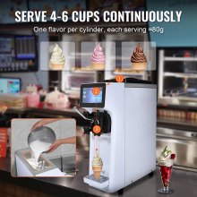 VEVOR Commercial Ice Cream Machine, 10.6 QT/H Yield, 1000W Single Flavor Countertop Soft Serve Ice Cream Maker, 4L Hopper 1.6L Cylinder, Touch Screen Auto Clean Pre-cooling, for Restaurant Snack Bar