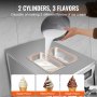 VEVOR Commercial Ice Cream Machine, 18-28 L/H Yield, 1850W 3-Flavor Countertop Soft Serve Ice Cream Maker,  2 x 5.5L Stainless Steel Cylinder, LED Panel Auto Clean Pre-cooling, for Restaurant Bars