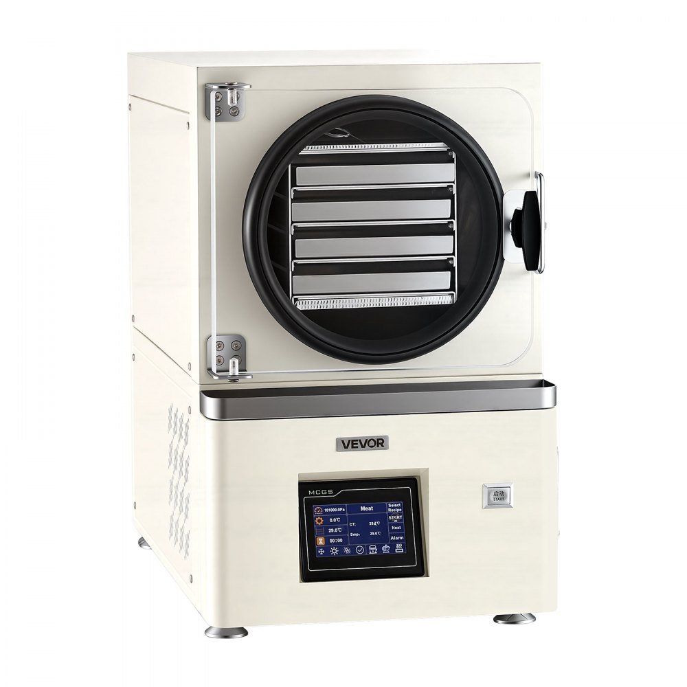 VEVOR Vacuum Freeze Dryer Machine, 2-3 kg/Batch, 4 Trays, 5 Presets for Fruit Vegetable Meat Storage, Compact Countertop Freeze Drying Equipment with LCD Touchscreen, Auto Defrost, Carbon Steel