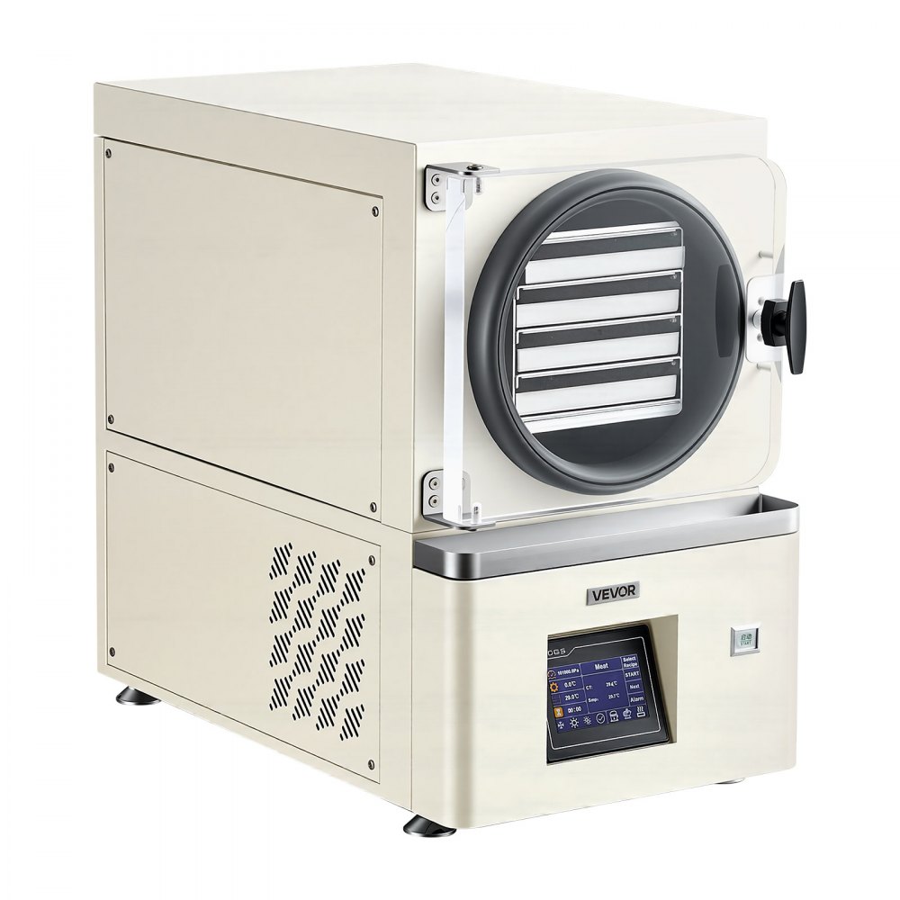 VEVOR Vacuum Freeze Dryer Machine, 2-3 kg/Batch, 4 Trays, 5 Presets for Fruit Vegetable Meat Storage, Compact Countertop Freeze Drying Equipment with LCD Touchscreen, Auto Defrost, Carbon Steel