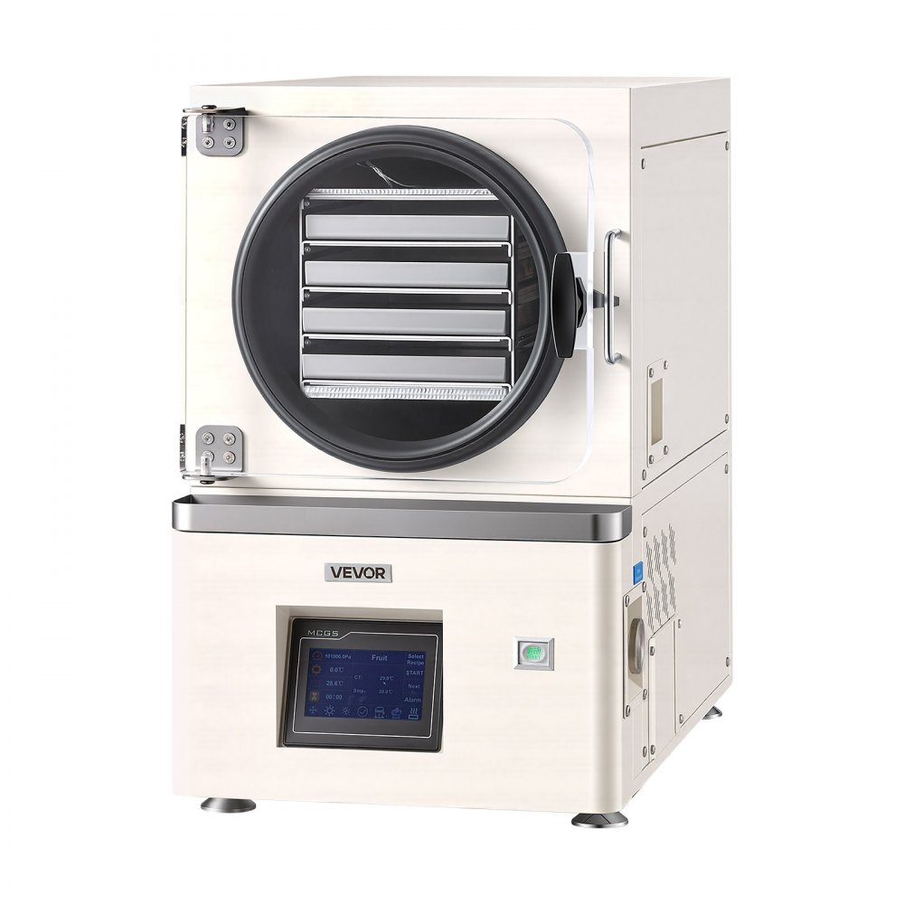 VEVOR Vacuum Freeze Dryer Machine, 2-3 kg/Batch, 4 Trays, 5 Presets for Fruit Vegetable Meat Storage, Compact Countertop Freeze Drying Equipment with LCD Touchscreen, Auto Defrost, Carbon Steel