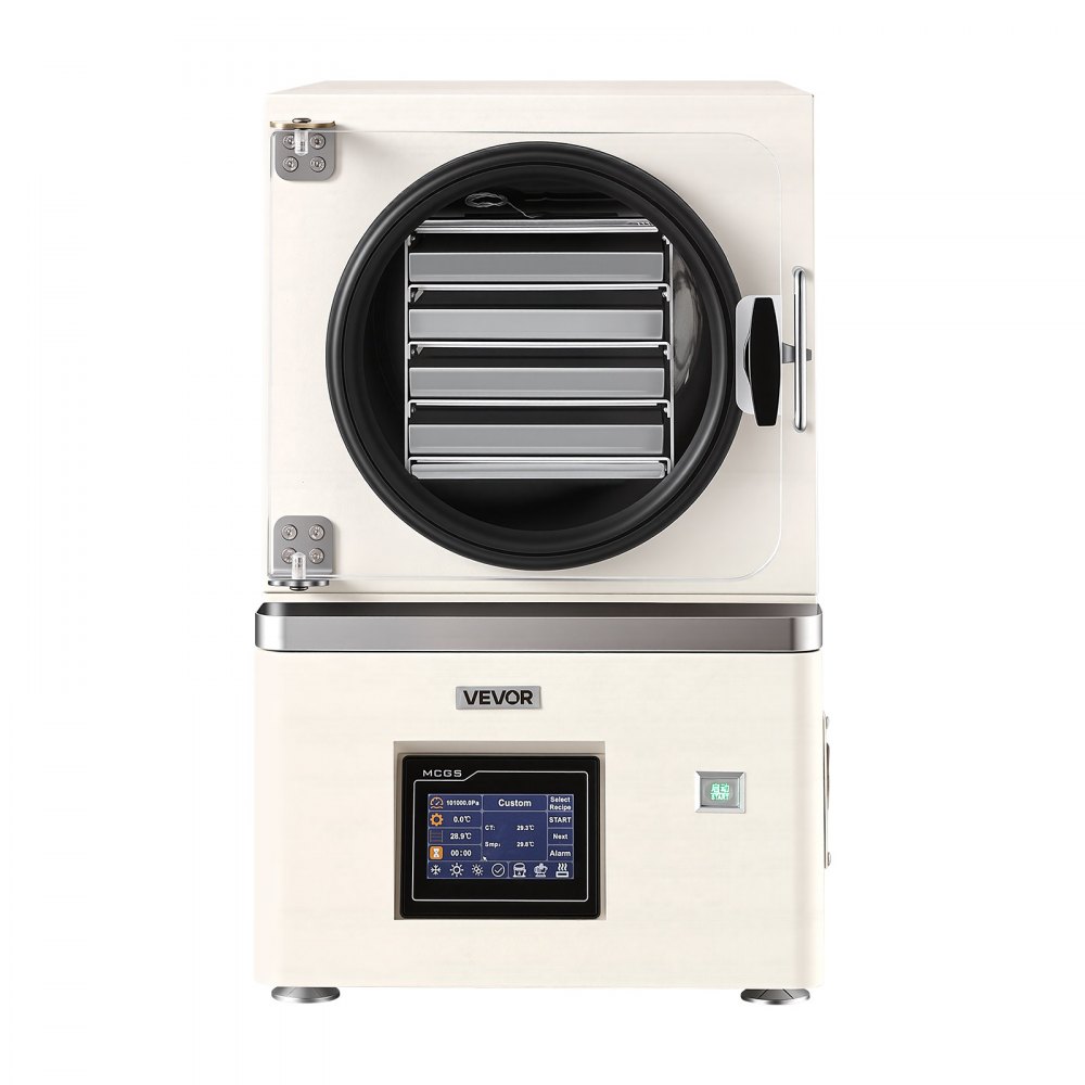 VEVOR Vacuum Freeze Dryer Machine, 2-3 kg/Batch, 4 Trays, 5 Presets for Fruit Vegetable Meat Storage, Compact Countertop Freeze Drying Equipment with LCD Touchscreen, Auto Defrost, Carbon Steel