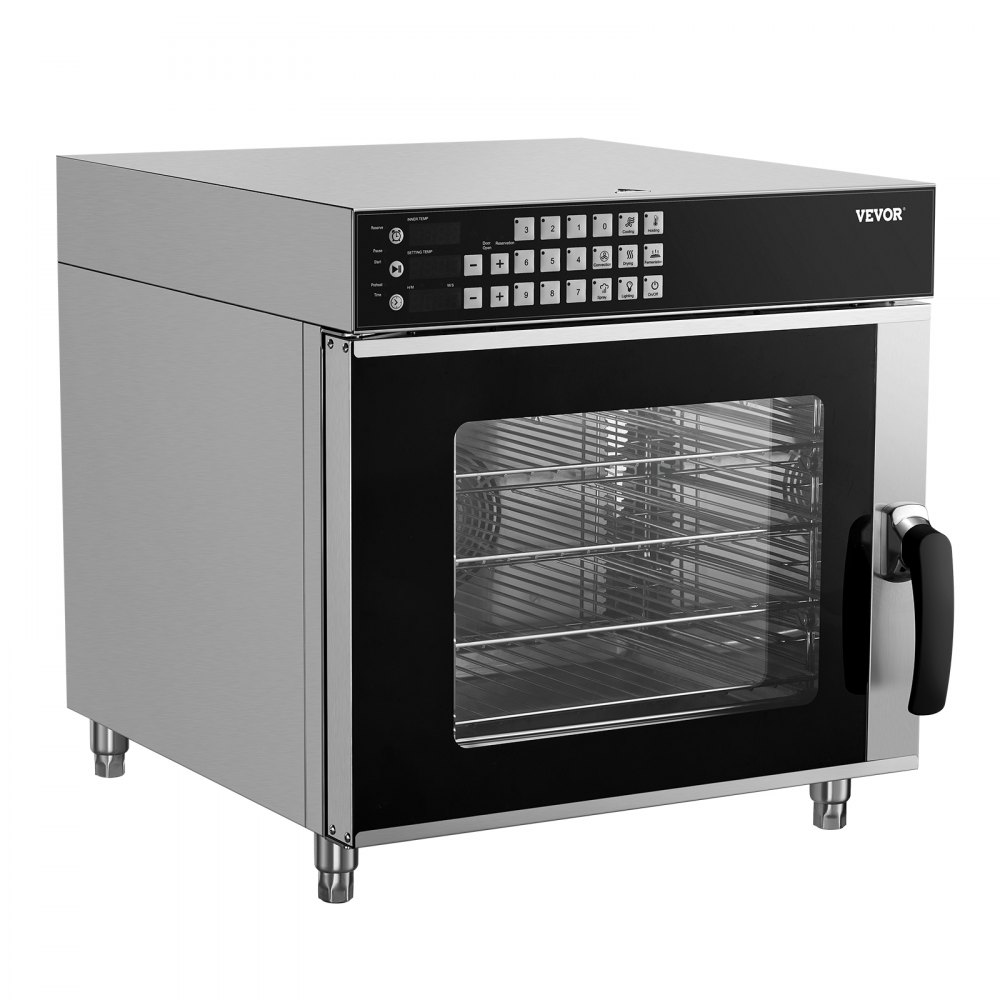 VEVOR Commercial Convection Oven, 58L Conventional Oven Countertop, 2800W 4-Tier Toaster Oven with Tempered Glass Door, Wire Racks Clip Tray Gloves, Stainless Steel Electric Baking Oven for Restaurant