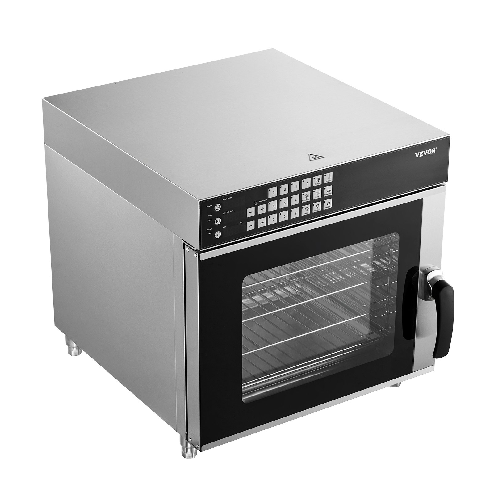 VEVOR Commercial Convection Oven, 58L Conventional Oven Countertop, 2800W 4-Tier Toaster Oven with Tempered Glass Door, Wire Racks Clip Tray Gloves, Stainless Steel Electric Baking Oven for Restaurant