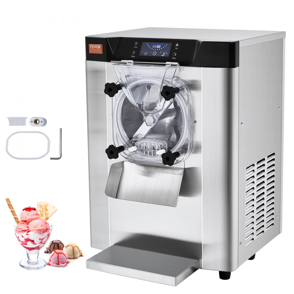 Machine à crème glacée commerciale VEVOR, rendement de 12 L/H, machine à crème glacée à service dur de comptoir à saveur unique de 1713 W, cylindre en acier inoxydable de 4,5 L, pré-refroidissement automatique à panneau LED, pour snack-bars de restaurant