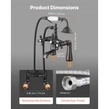 VEVOR Clawfoot Tub Faucet, Deck Mount Bathtub Faucets with Handheld Shower, Vintage Oil-Rubbed Bronze Clawfoot Tub Filler Faucet Shower Kit with 360° Rotation Spout & 59-inch Long Hose for Bathtubs