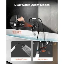 VEVOR Clawfoot Tub Faucet, Deck Mount Bathtub Faucets with Handheld Shower, Vintage Oil-Rubbed Bronze Clawfoot Tub Filler Faucet Shower Kit with 360° Rotation Spout & 59-inch Long Hose for Bathtubs