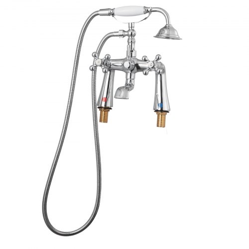 VEVOR Clawfoot Tub Faucet – Wall Mount With Handheld Shower, Vintage Polished Chrome, Adjustable Swing Arms & 360° Spout