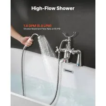 VEVOR Clawfoot Tub Faucet, Deck Mount Bathtub Faucets with Handheld Shower, Vintage Polished Chrome Clawfoot Tub Filler Faucet Shower Kit with 360° Rotation Spout & 59-inch Long Hose for Bathtubs