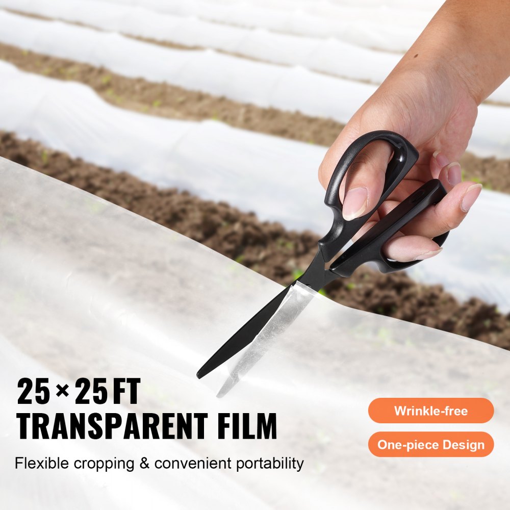 VEVOR Greenhouse Plastic Sheeting 25 x 25 ft 6Mil Clear Polyethylene Film