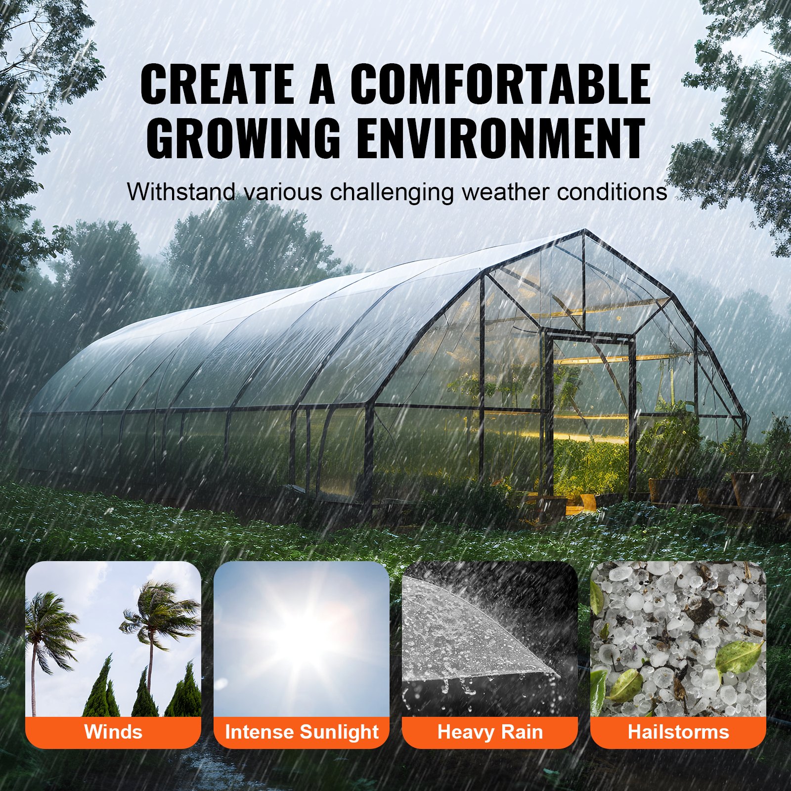 VEVOR Greenhouse Plastic Sheeting 25 x 25 ft 6Mil Clear Polyethylene Film