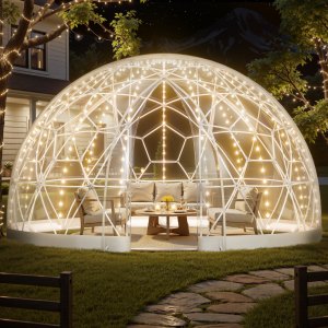 VEVOR Garden Dome Igloo, 15 x 9.5 ft Outdoor Clear Bubble Tent for 10-14 Person, Weatherproof Geodesic Dome Greenhouse with Window, PVC Igloo Tent for Backyard Patios Camping Party Wedding | VEVOR US
